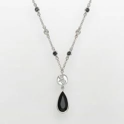 LogoArt Chicago White Sox Silver Tone Crystal Y Necklace