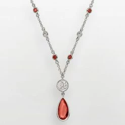 LogoArt Alabama Crimson Tide Silver Tone Crystal Logo Teardrop Y Necklace