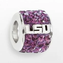 LogoArt LSU Tigers Sterling Silver Crystal Logo Bead