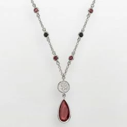 LogoArt South Carolina Gamecocks Silver Tone Crystal Logo Teardrop Y Necklace