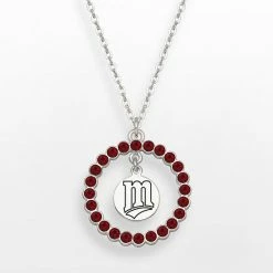 LogoArt Minnesota Twins Silver Tone Crystal Logo Charm Circle Pendant