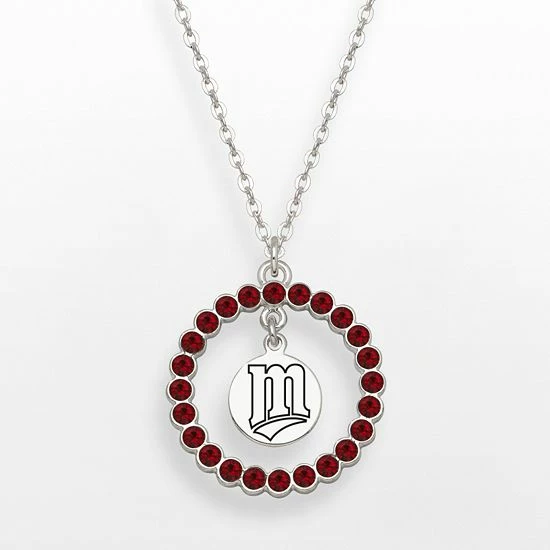 LogoArt Minnesota Twins Silver Tone Crystal Logo Charm Circle Pendant