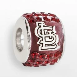 LogoArt St. Louis Cardinals Sterling Silver Crystal Logo Bead