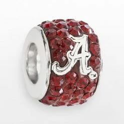 LogoArt Alabama Crimson Tide Sterling Silver Crystal Logo Bead