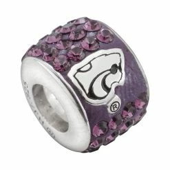 LogoArt Kansas State Wildcats Sterling Silver Crystal Logo Bead