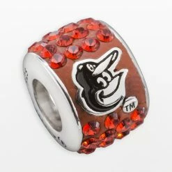 LogoArt Baltimore Orioles Sterling Silver Crystal Logo Bead