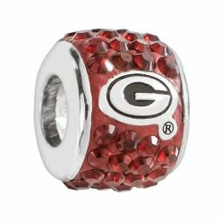 LogoArt Georgia Bulldogs Sterling Silver Crystal Logo Bead