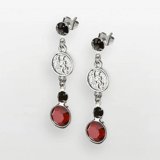 LogoArt South Carolina Gamecocks Silver Tone Crystal Logo Linear Drop Earrings