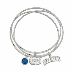 LogoArt Montreal Canadiens Silver Tone Bangle Bracelet Set