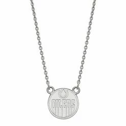 LogoArt Sterling Silver Edmonton Oilers Small Logo Pendant Necklace