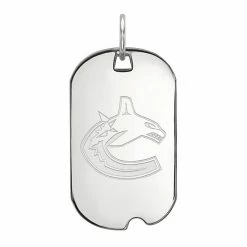 LogoArt Vancouver Canucks Sterling Silver Small Dog Tag Pendant