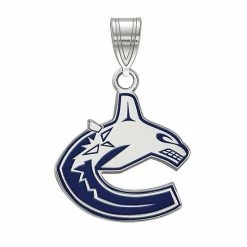 LogoArt Vancouver Canucks Sterling Silver Small Enamel Logo Pendant