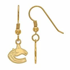 LogoArt Vancouver Canucks 14k Gold Over Silver Mini Dangle Wire Earrings Goldtone