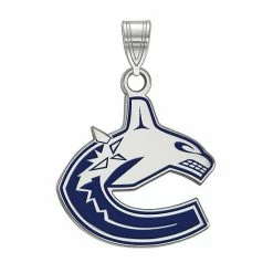 LogoArt Vancouver Canucks Sterling Silver Large Enamel Logo Pendant