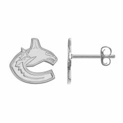 LogoArt Vancouver Canucks 14k Gold Over Silver Logo Stud Earrings Sterling Silver