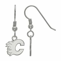 LogoArt Calgary Flames Sterling Silver Extra Small Drop Earrings