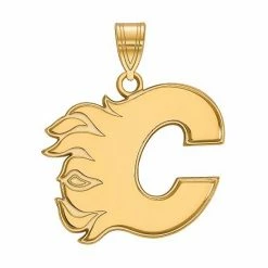 LogoArt Calgary Flames 14k Gold Large Pendant 14k White Gold