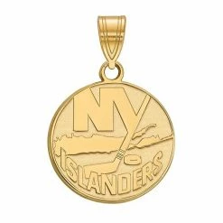 LogoArt New York Islanders 14k Gold Medium Logo Pendant 14k White Gold