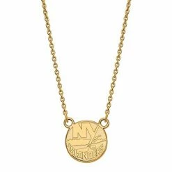 LogoArt New York Islanders 10k Gold Small Logo Pendant Necklace 10k White Gold