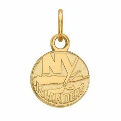 LogoArt New York Islanders 14k Gold Mini Logo Disc Pendant 14k White Gold