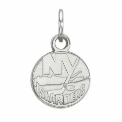 LogoArt New York Islanders 10k Gold Mini Logo Disc Pendant 10k White Gold