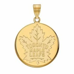 LogoArt Toronto Maple Leafs 14k Gold Large Disc Pendant 14k White Gold