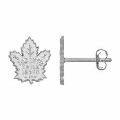 LogoArt Toronto Maple Leafs 14k Gold Mini Logo Stud Earrings 14k White Gold